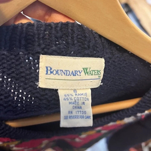 Vintage Boundary Waters Floral V neck Summer Sweater Sz S Cottage Core Grandma - Picture 7 of 7